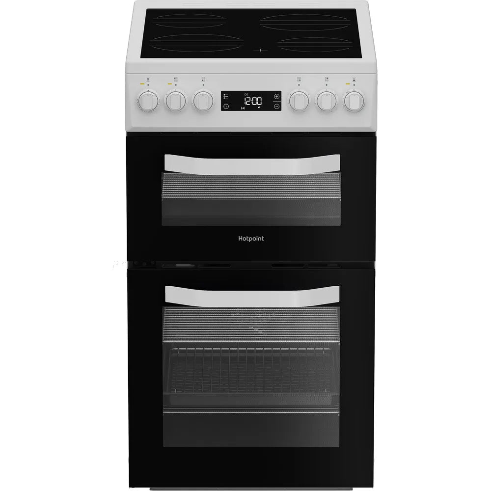 Hotpoint HDE5VDCW 50cm Electric Double Cooker With Ceramic Hob White