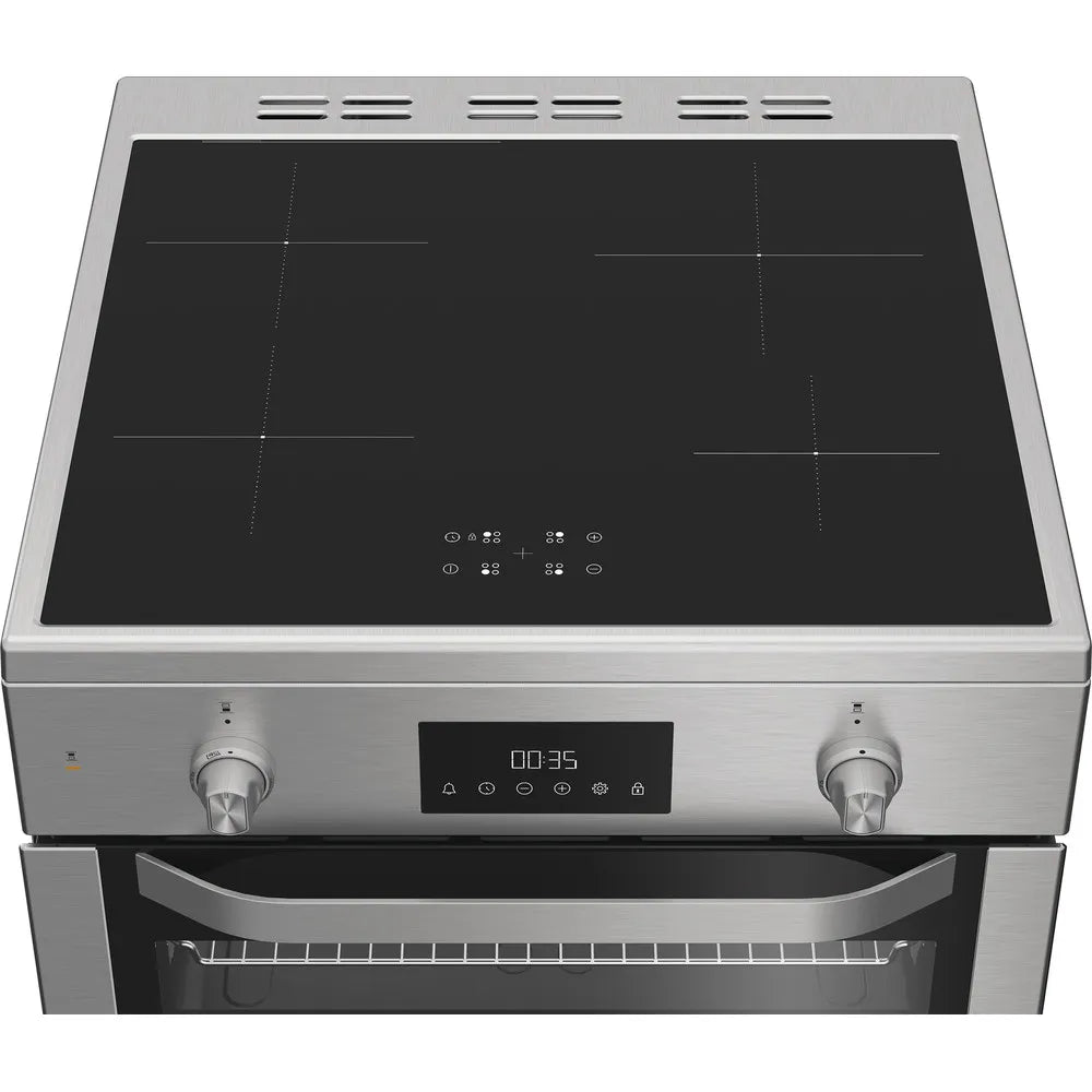 Hotpoint HDE6IDC2X 60cm Electric Double Cooker with Induction Hob Stainless Steel