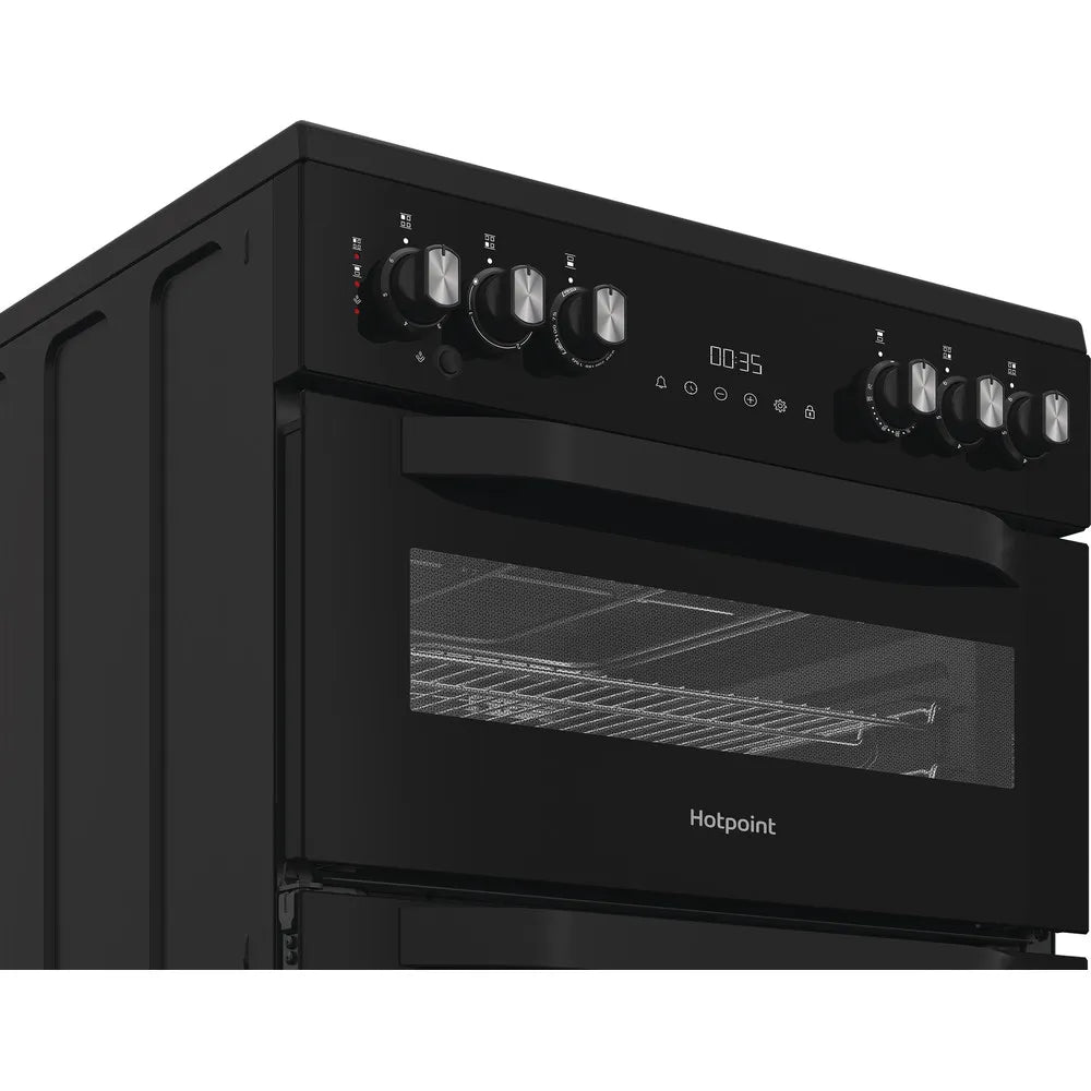 Hotpoint HDE6VDCASB1 60cm Electric Double Cooker With Induction Hob and Air Fry Black