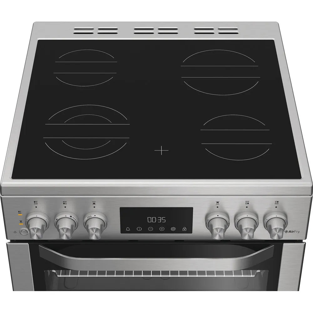 Hotpoint HDE6VDCASX 60cm Electric Double Cooker With Ceramic Hob and Air Fry Stainless Steel