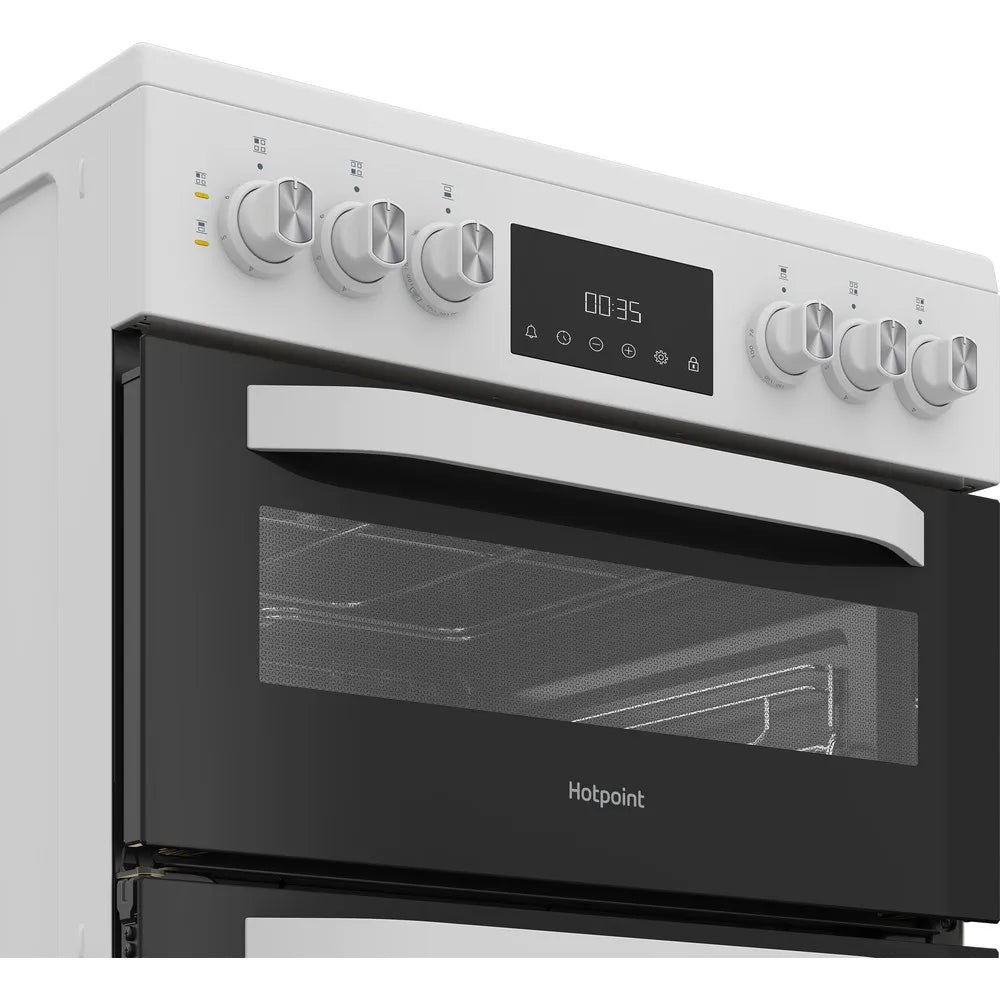 Hotpoint HDE6VDW 60cm Electric Double Cooker with Induction Hob White