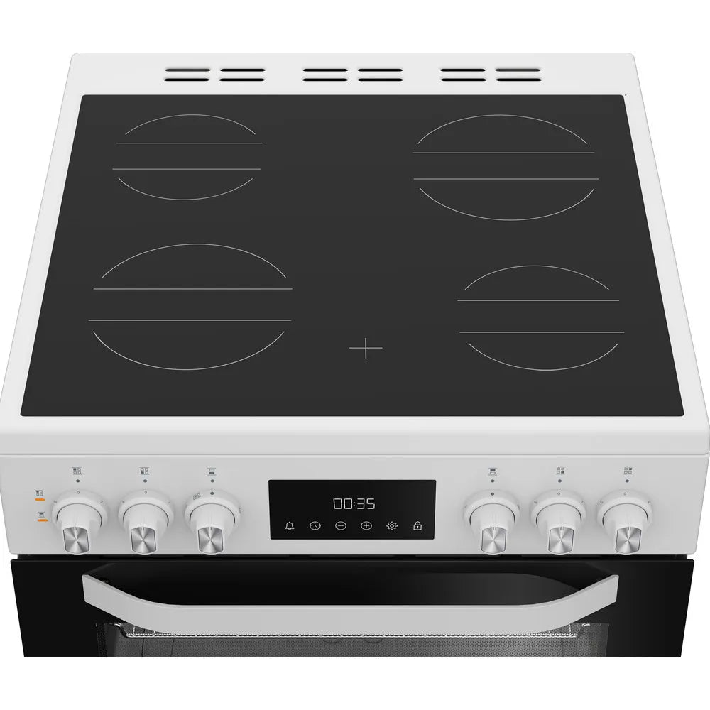 Hotpoint HDE6VDW 60cm Electric Double Cooker with Induction Hob White