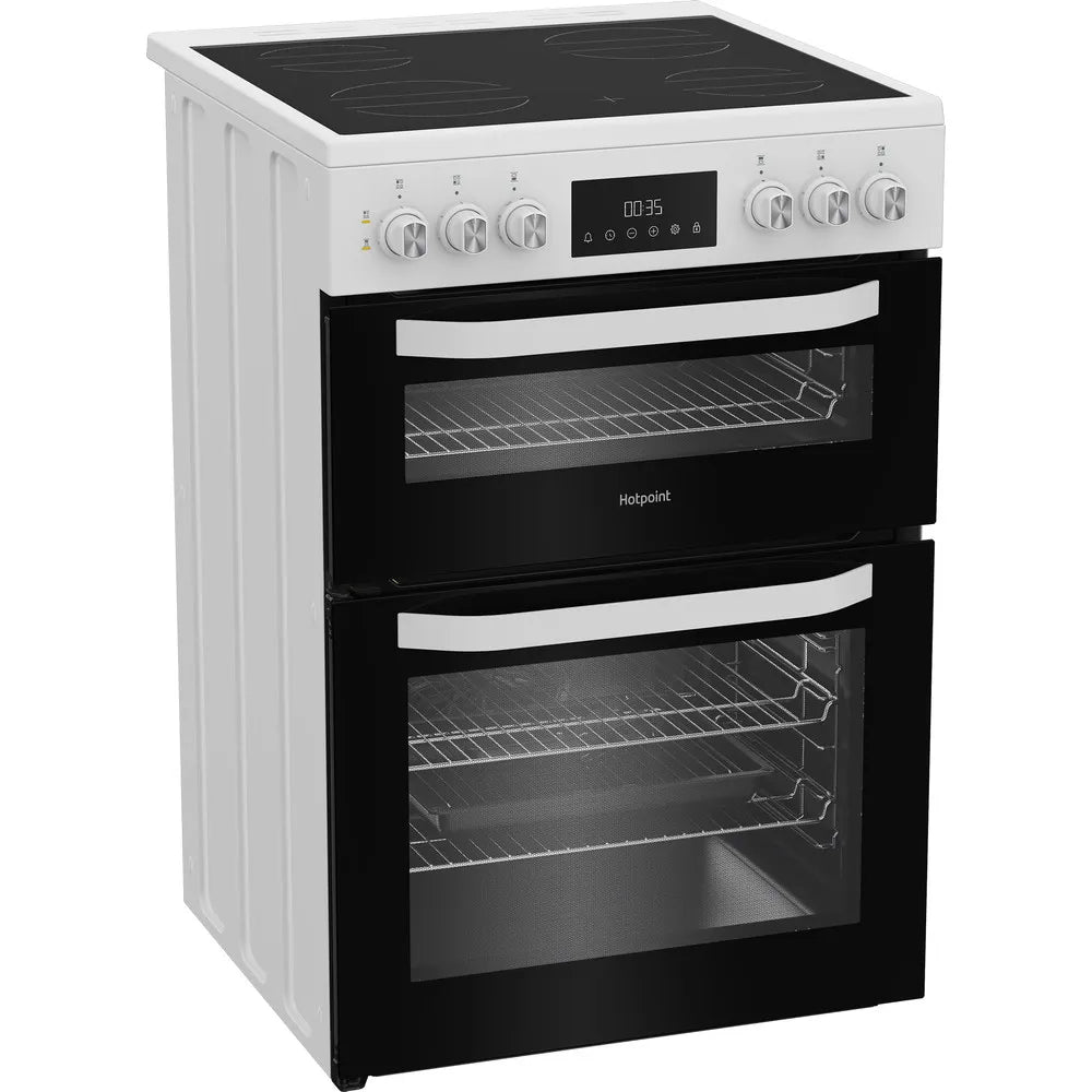 Hotpoint HDE6VDW 60cm Electric Double Cooker with Induction Hob White