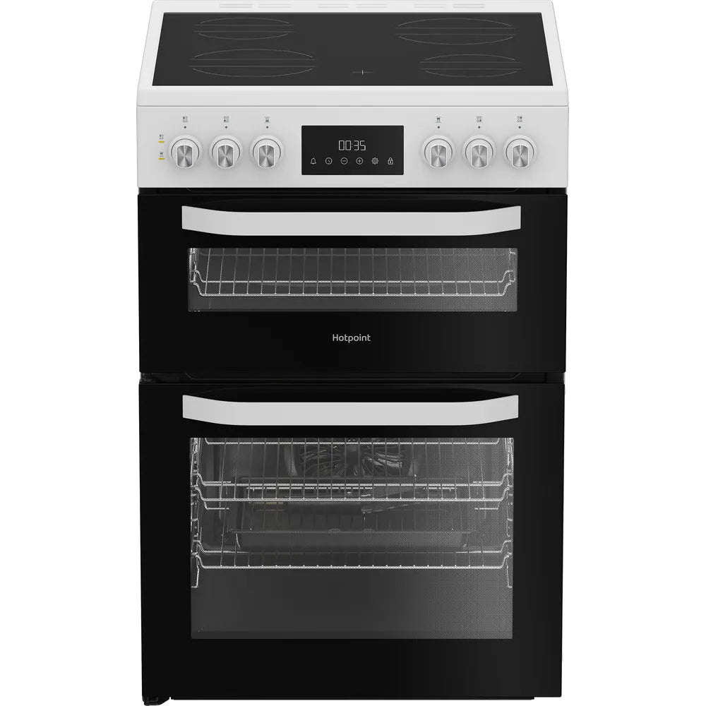 Hotpoint HDE6VDW 60cm Electric Double Cooker with Induction Hob White