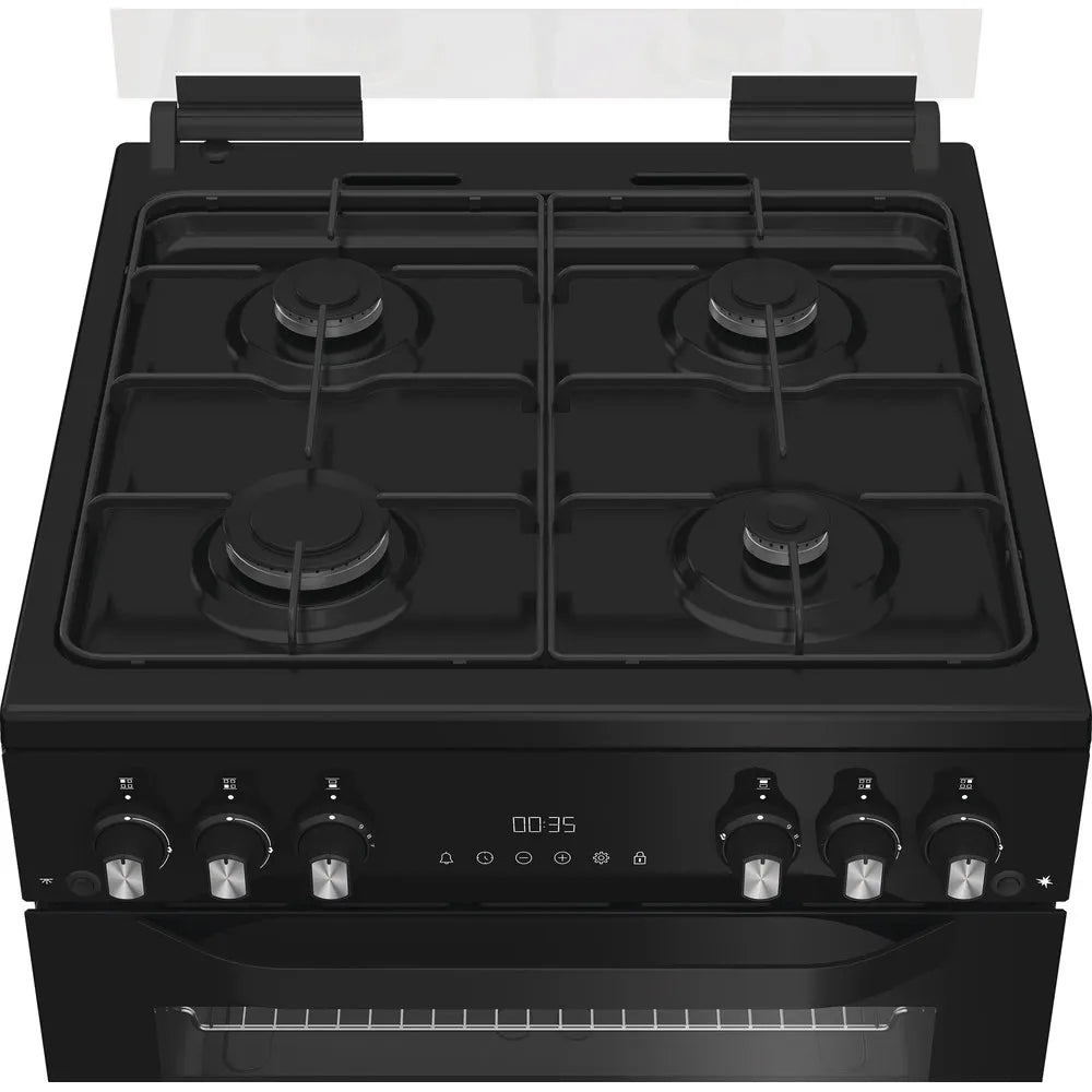 Hotpoint HDG6GDCB1 60cm Gas Double Cooker with Glass Lid Black