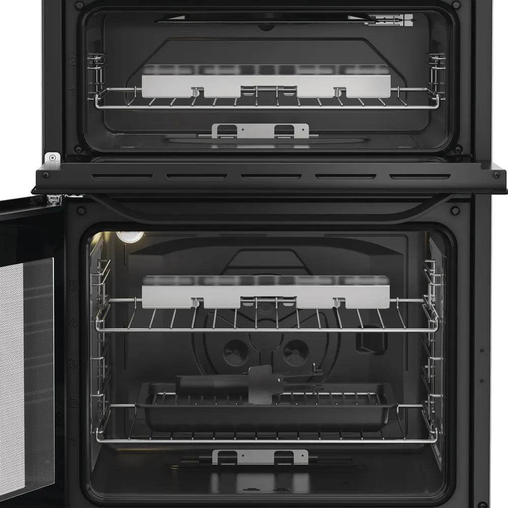 Hotpoint HDG6GDCB1 60cm Gas Double Cooker with Glass Lid Black
