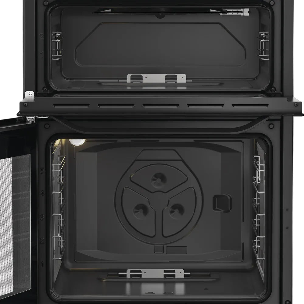 Hotpoint HDG6GDCB1 60cm Gas Double Cooker with Glass Lid Black
