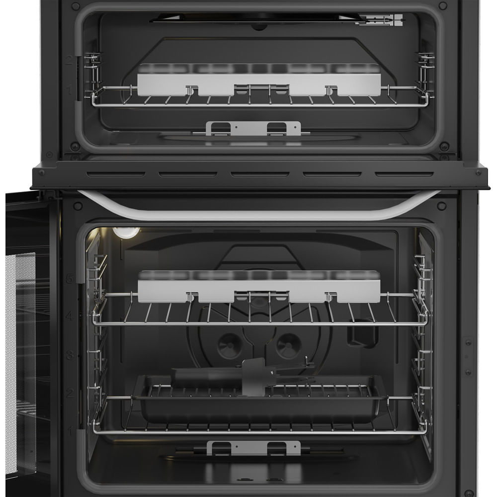 Hotpoint HDG6GDCW 60cm Freestanding Gas Double Cooker with Glass Lid White