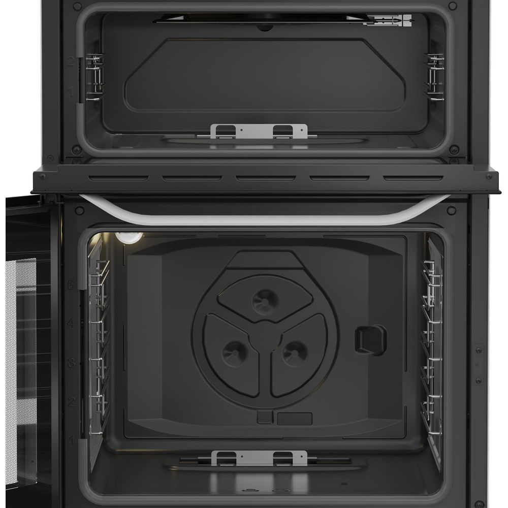 Hotpoint HDG6GDCW 60cm Freestanding Gas Double Cooker with Glass Lid White