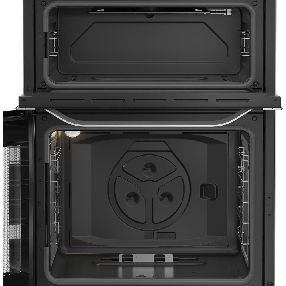 Hotpoint HDG6GDCWX 60cm Gas Double Cooker with Glass Lid Stainless Steel