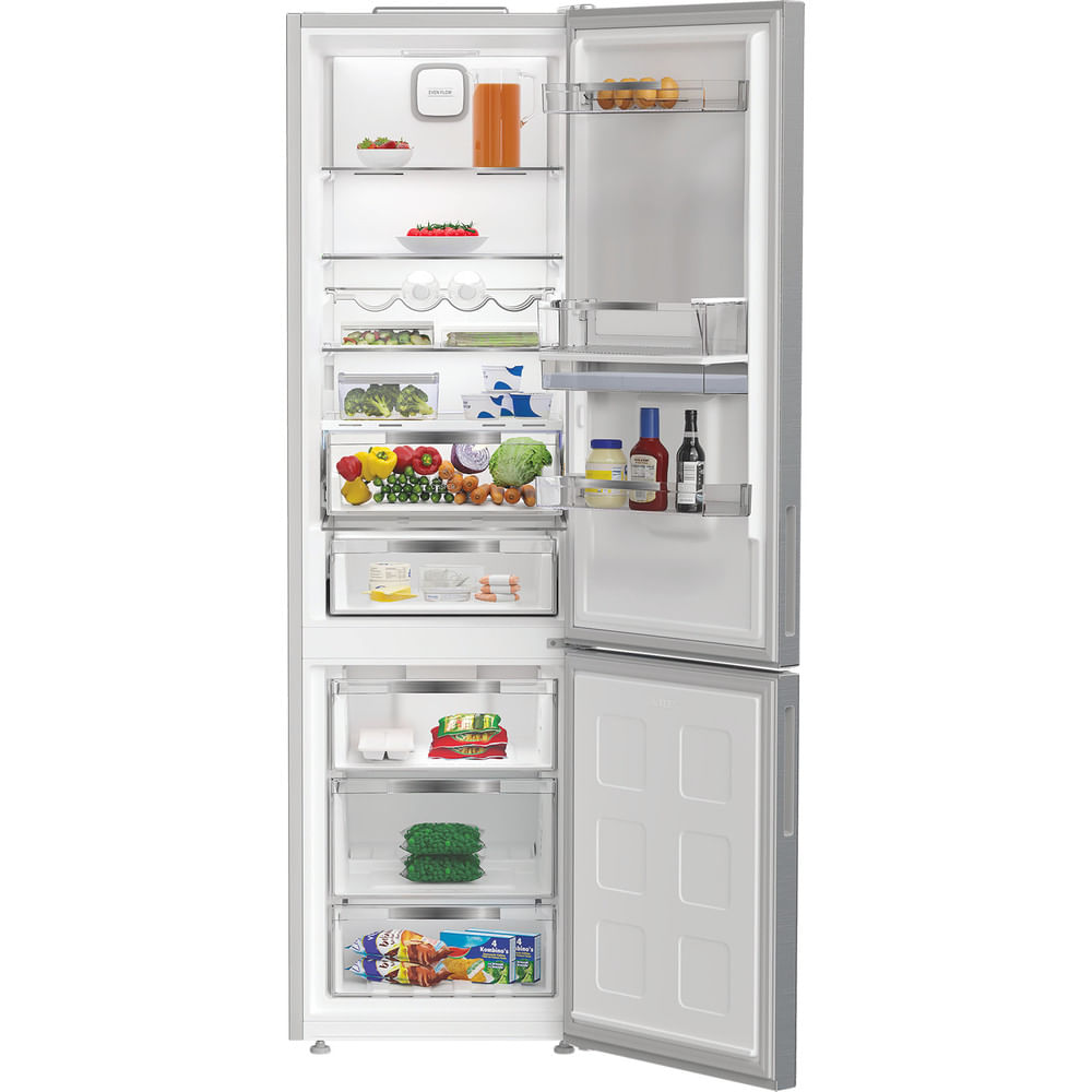 Hotpoint HPK 26403W XP5UK Freestanding Dual No Frost 70/30 Fridge Freezer with Even Flow Brushed Steel HPK26403WXP5UK