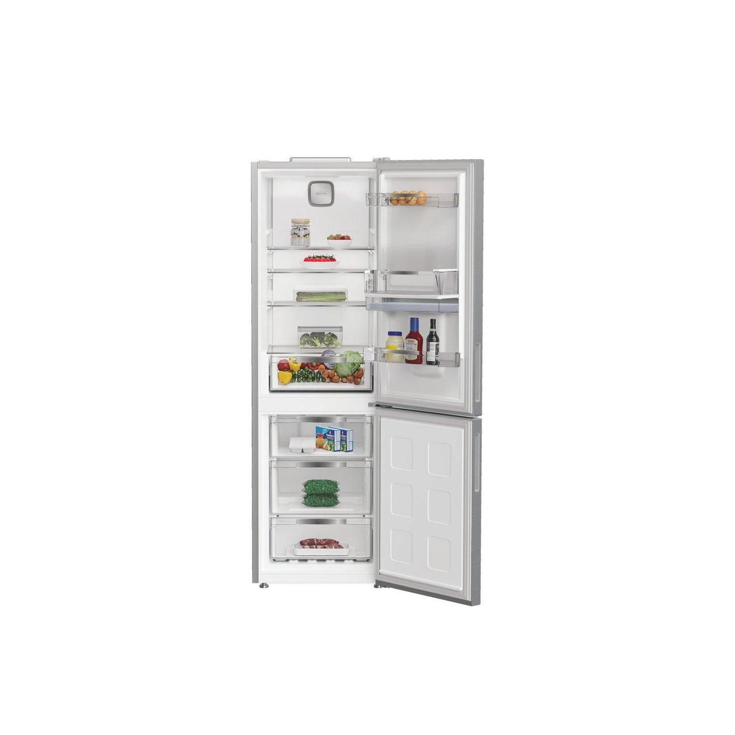 Hotpoint HPK26363WXP4UK Freestanding Dual No Frost Fridge Freezer With Even Flow Inox