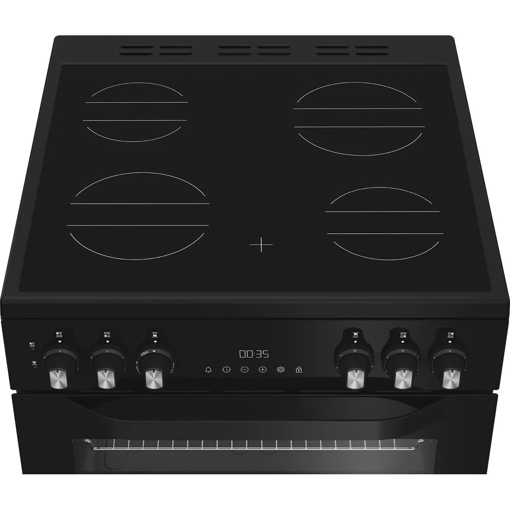 Hotpoint HTE6VDCB1 60cm Electric Twin Cooker with Multiflow Black