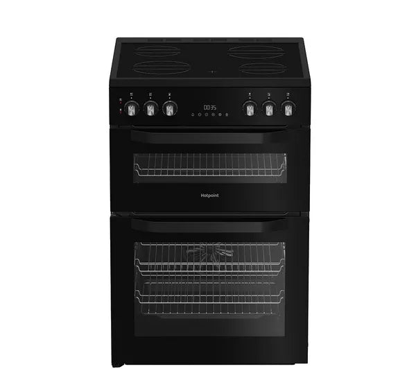 Hotpoint HTE6VDCB1 60cm Electric Twin Cooker with Multiflow Black