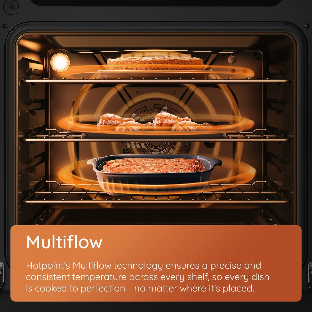 Hotpoint HTE6VDCW 60cm Electric Twin Cooker with Multiflow White