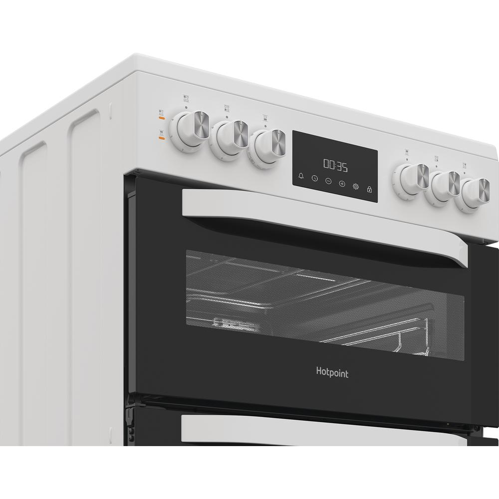 Hotpoint HTE6VDCW 60cm Electric Twin Cooker with Multiflow White