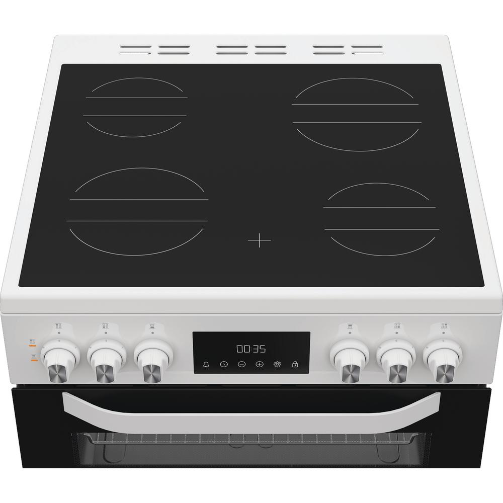 Hotpoint HTE6VDCW 60cm Electric Twin Cooker with Multiflow White