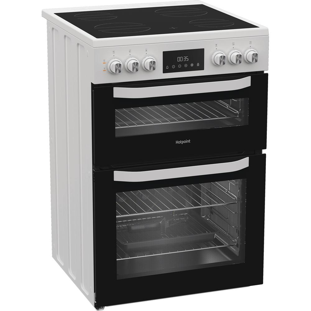 Hotpoint HTE6VDCW 60cm Electric Twin Cooker with Multiflow White