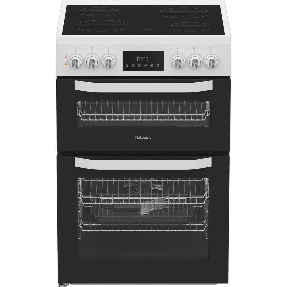 Hotpoint HTE6VDCW 60cm Electric Twin Cooker with Multiflow White