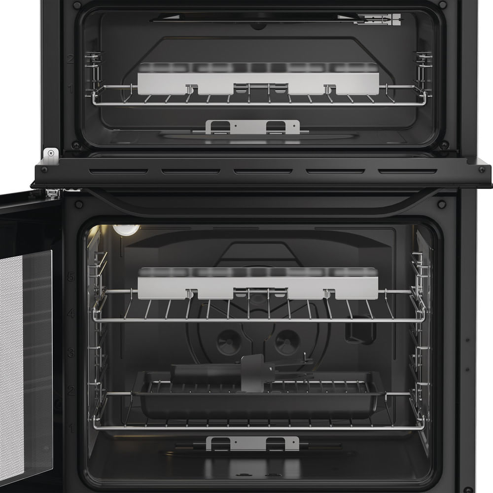 Hotpoint HTG6GDCB1 60cm Gas Twin Cooker with Glass Lid Black