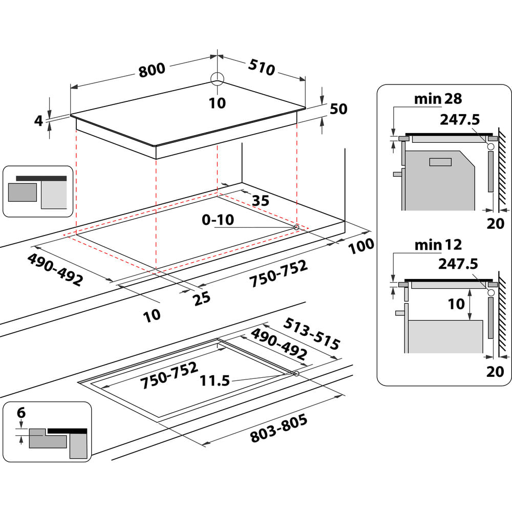 Hotpoint HTX8017DCF2 80cm 5 Zone HeatControl Induction Hob with CleanProtect
