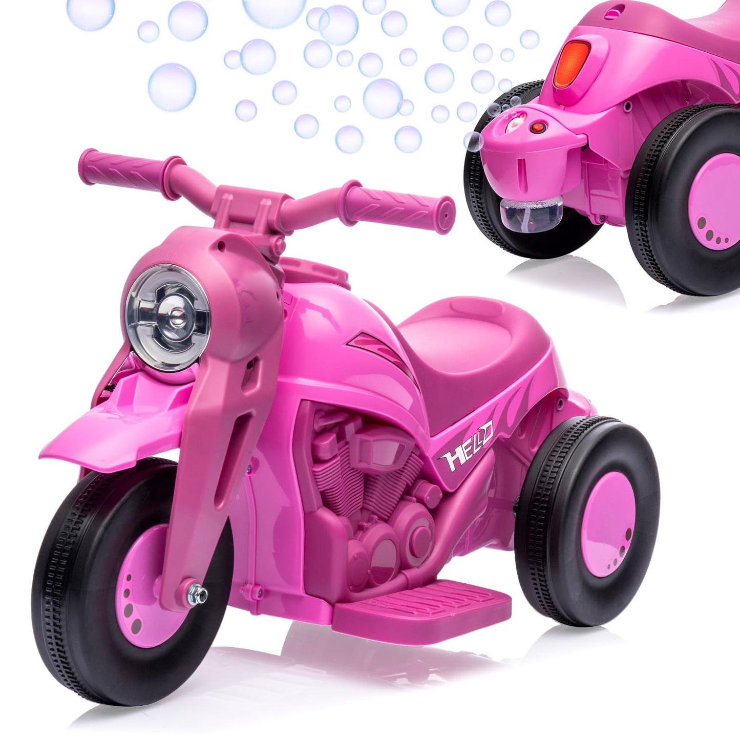Garvee Ride - P Series: 6V Battery-Powered Electric Motorcycle with 1.9 Mph Speed, Led Headlights, Music, Pedal, Forward/Reverse, 3 Wheels | Motorbike Toy Gift for Toddlers 3 and Up - Pink