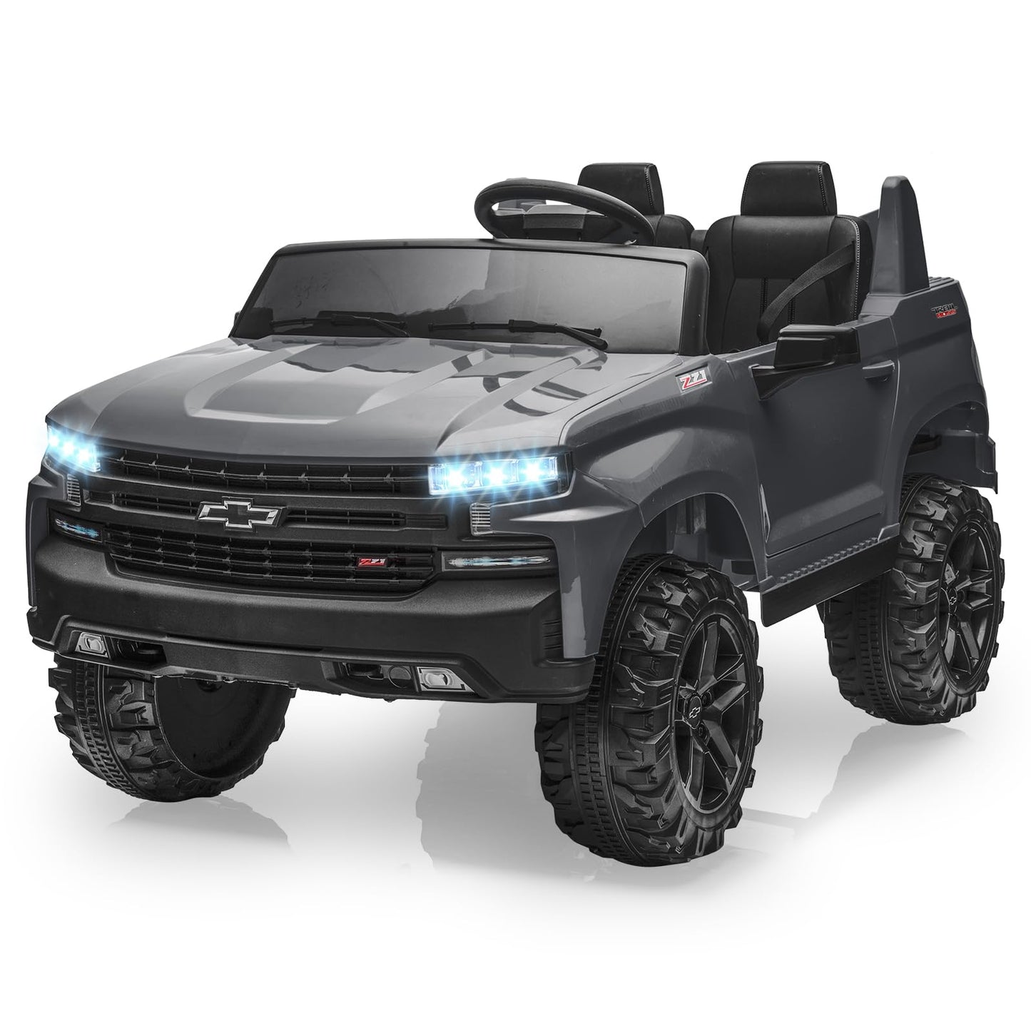 Garvee Ride - P Series: 24V 2-Seater Ride On Car For Kids For 3 - 8 years, Licensed Chevrolet Silverado - Grey