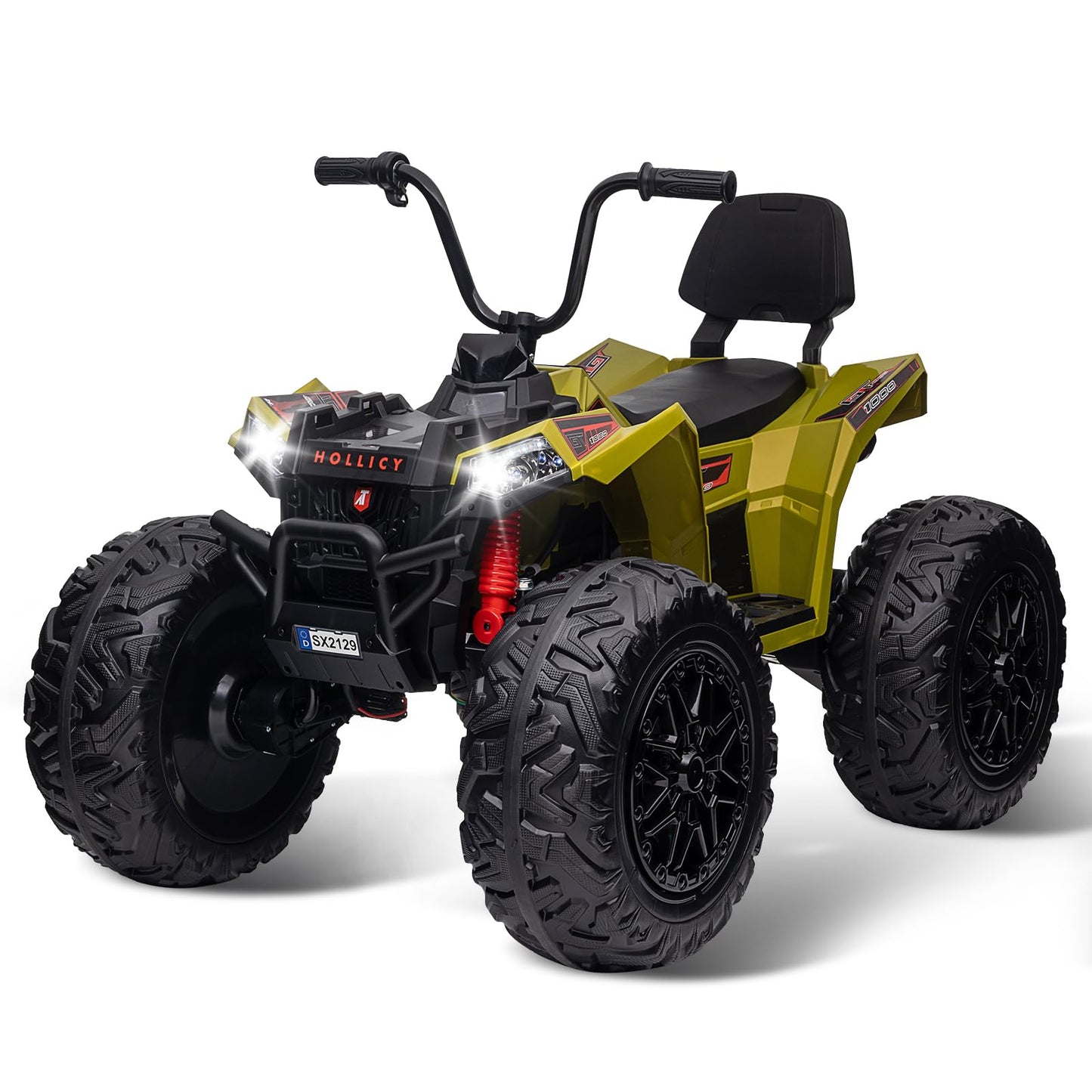 Garvee Ride - P Series: 24V Kids ATV, Ride on Car 4WD Quad Electric Vehicle, 4x80W Powerful Engine, with 7AHx2 Large Battery, Accelerator Handle, EVA Tire, Full Metal Suspension, LED Light, Bluetooth&Music - Green