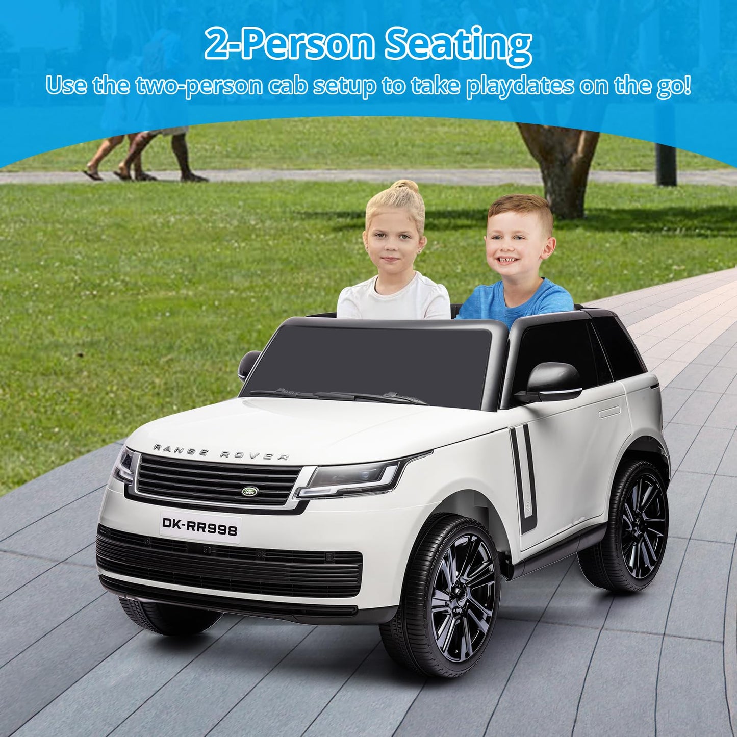 Garvee Ride - P Series: 24V 2-Seater Land Rover Ride-On Car For age 3+, With MP3, 3 Speeds, Remote Control, LED, 4-Wheel Suspension - White