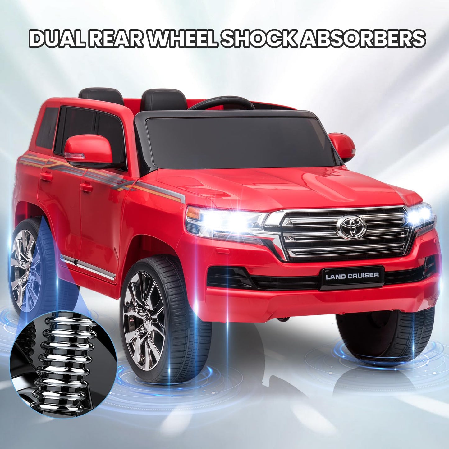 Garvee Ride - P Series: 12V Toyota Land Cruiser Kids' Car: Remote, LED, 3 Speeds, Dual 45W Motors, USB Music, Seat Belt, CPC & ASTM Approved