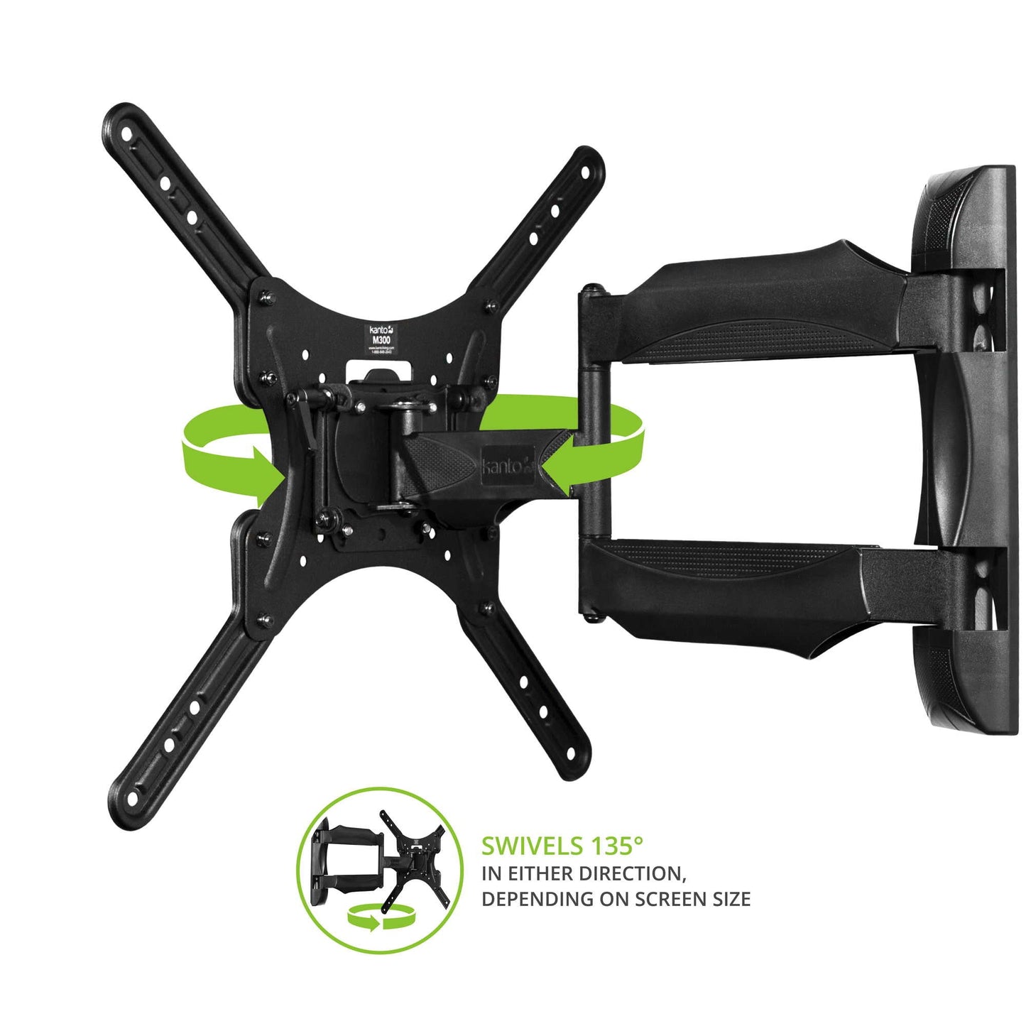 Kanto M300 Full Motion Wall Mount for 26-55 inch TVs Black