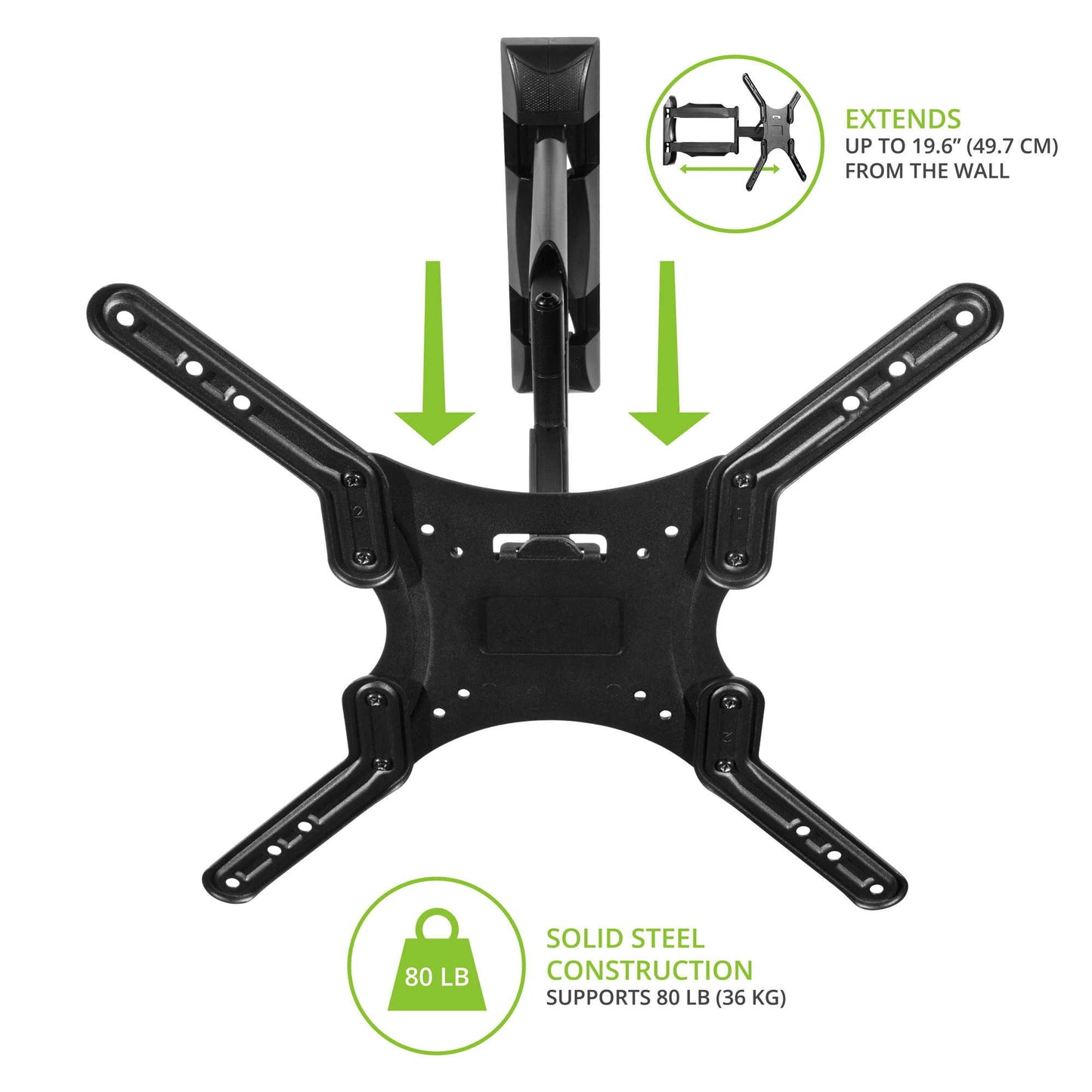 Kanto M300 Full Motion Wall Mount for 26-55 inch TVs Black