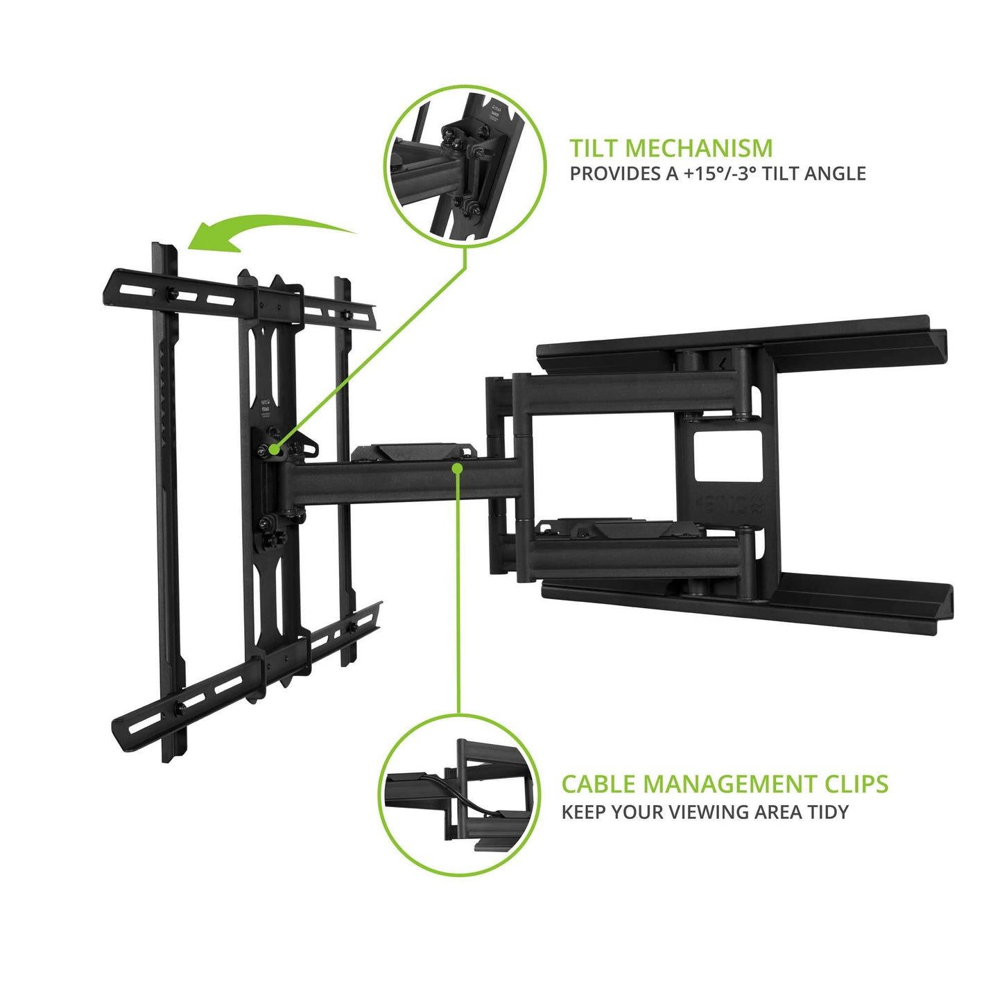 Kanto PDX650 Full Motion TV Wall Mount for 37 to 75 inch TVs Black