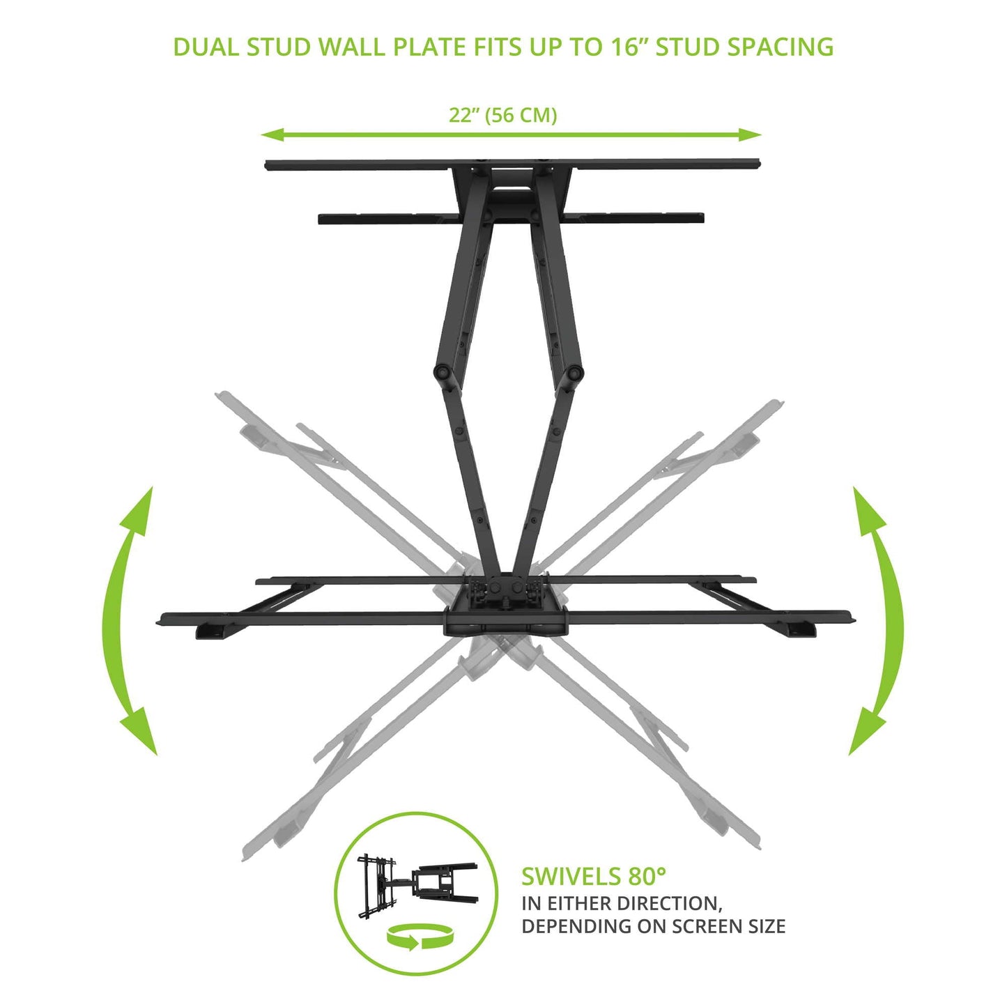 Kanto PDX650 Full Motion TV Wall Mount for 37 to 75 inch TVs Black