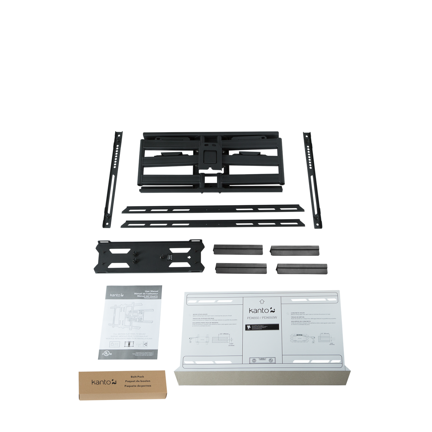 Kanto PDX650 Full Motion TV Wall Mount for 37 to 75 inch TVs Black