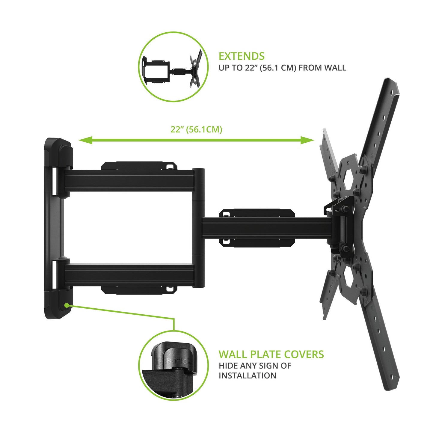 Kanto PS300 Full Motion TV Wall Mount for 26 to 60 inch TVs Black