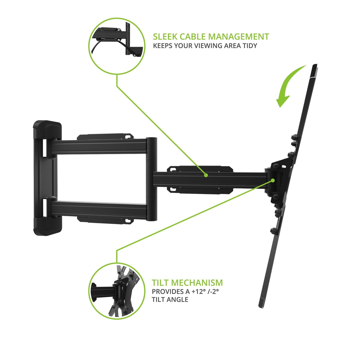Kanto PS300 Full Motion TV Wall Mount for 26 to 60 inch TVs Black