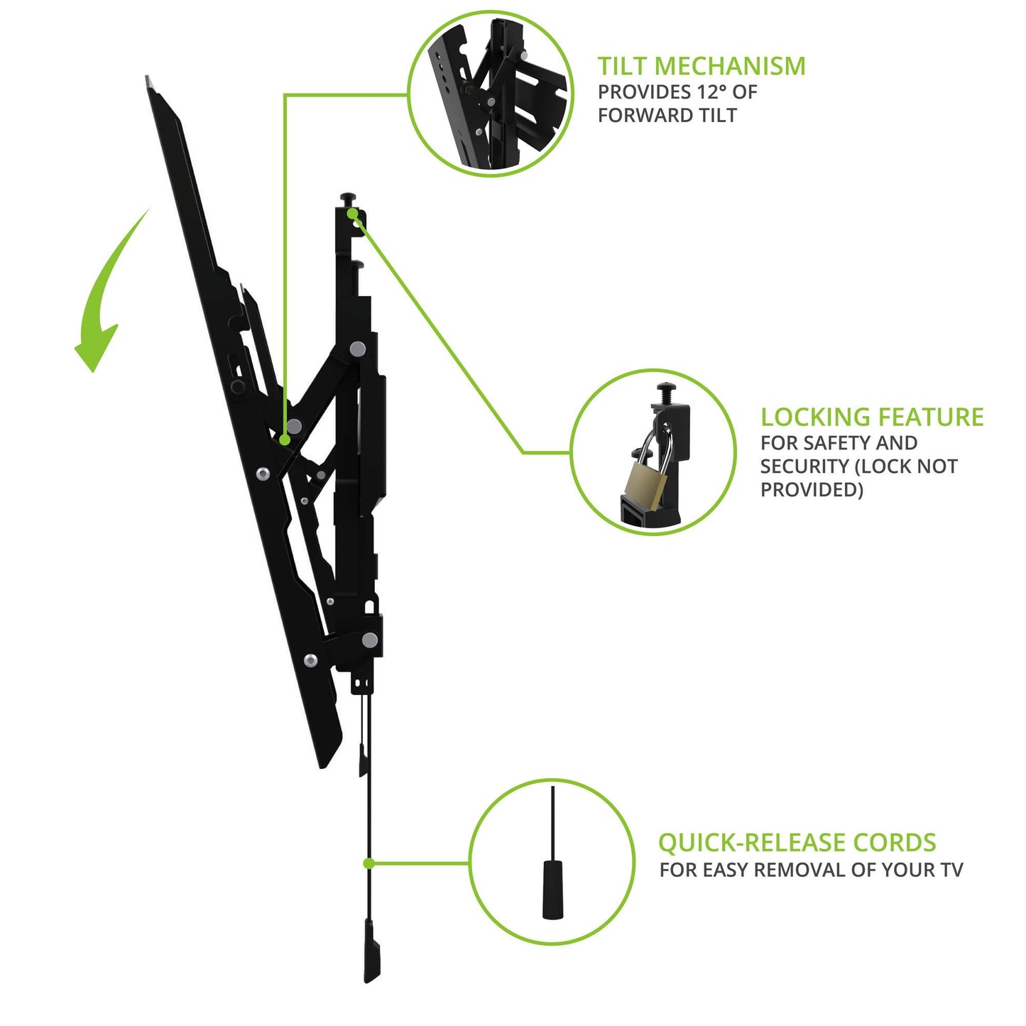 Kanto PT300 Tilting TV Mount for 32 to 90 inch TVs Black
