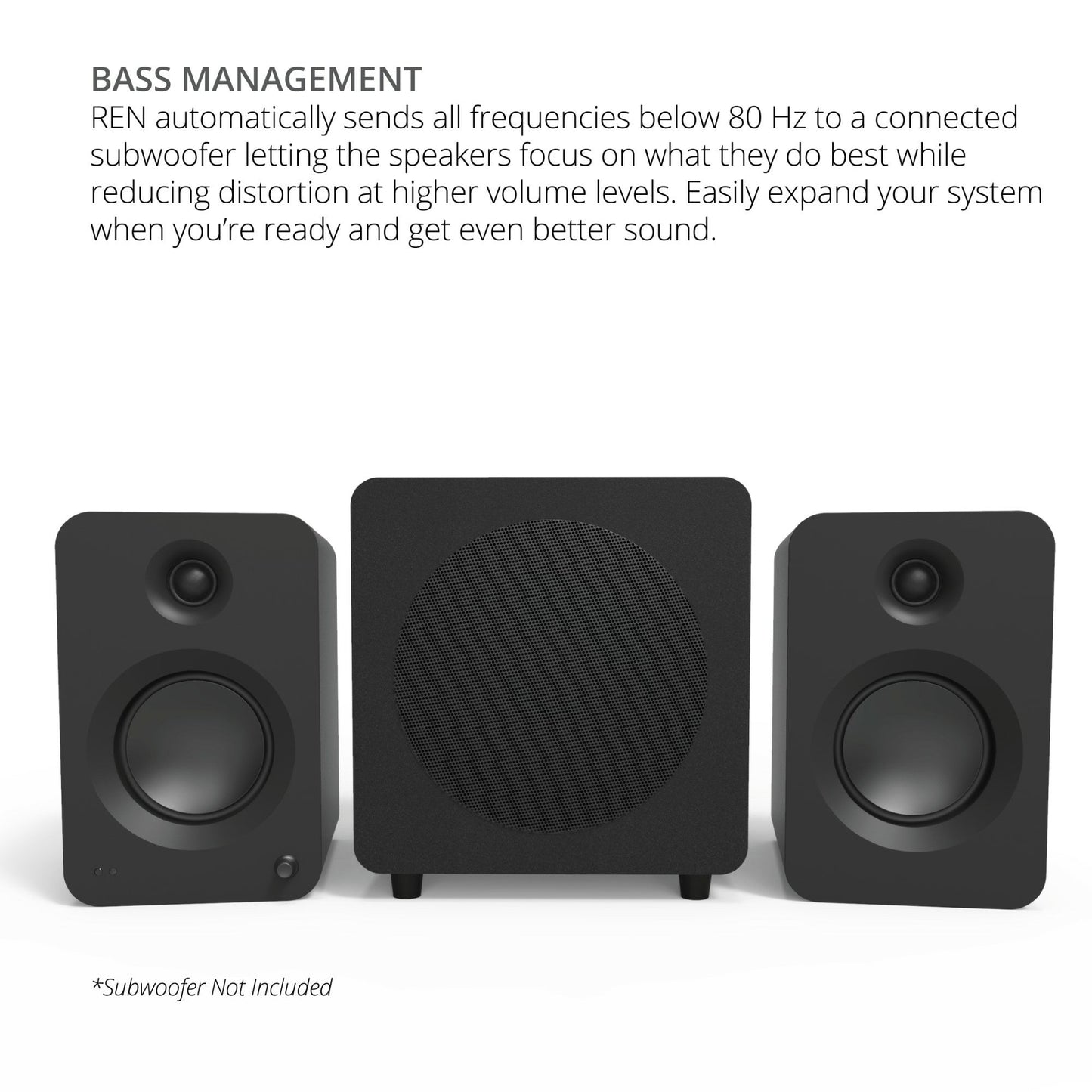 Kanto REN 200W Powered Bookshelf Speakers Pair with HDMI ARC USB-C and Bluetooth 5.3 - Matte Grey