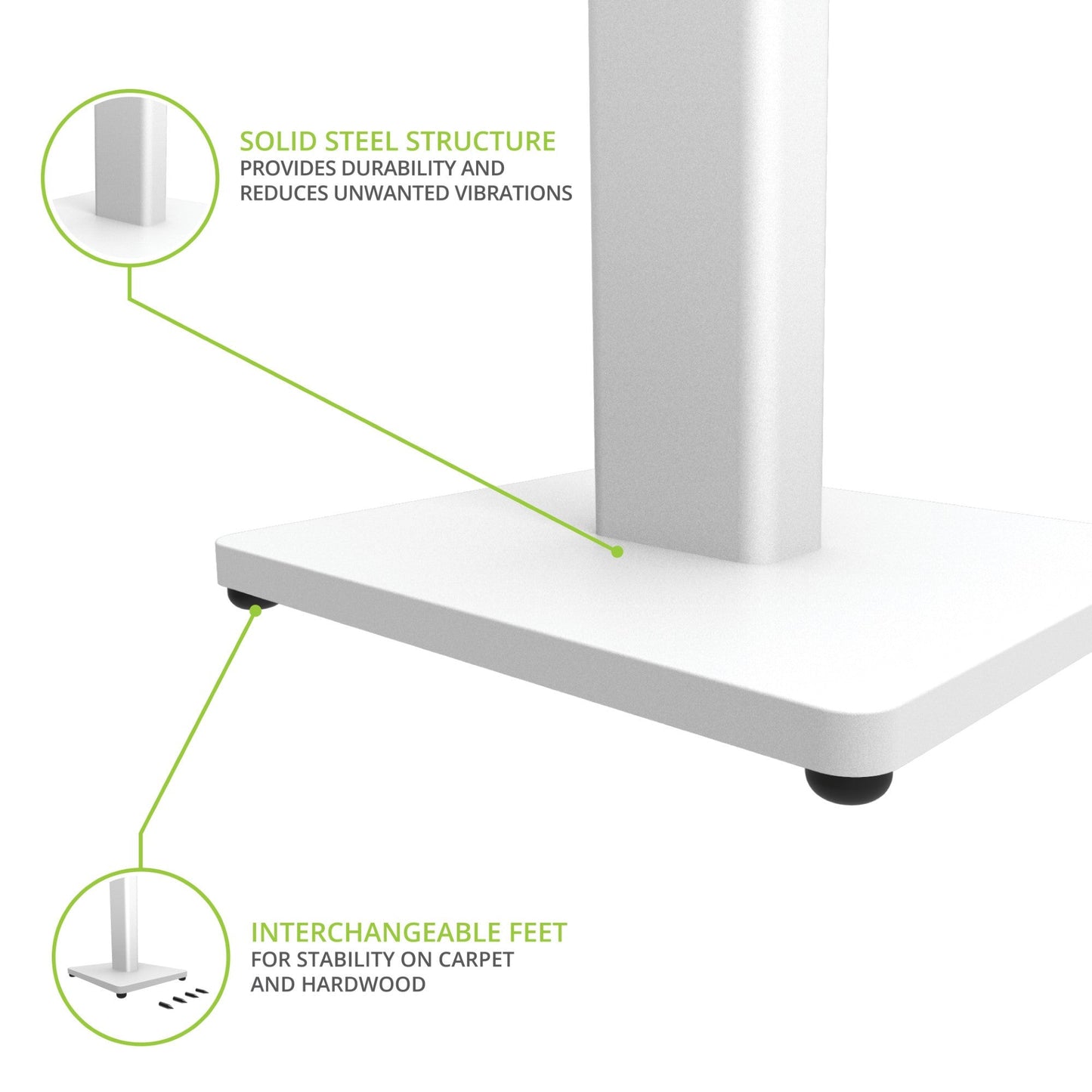 Kanto ST34 Speaker Stands Pair 34 Inch with MDF Base White