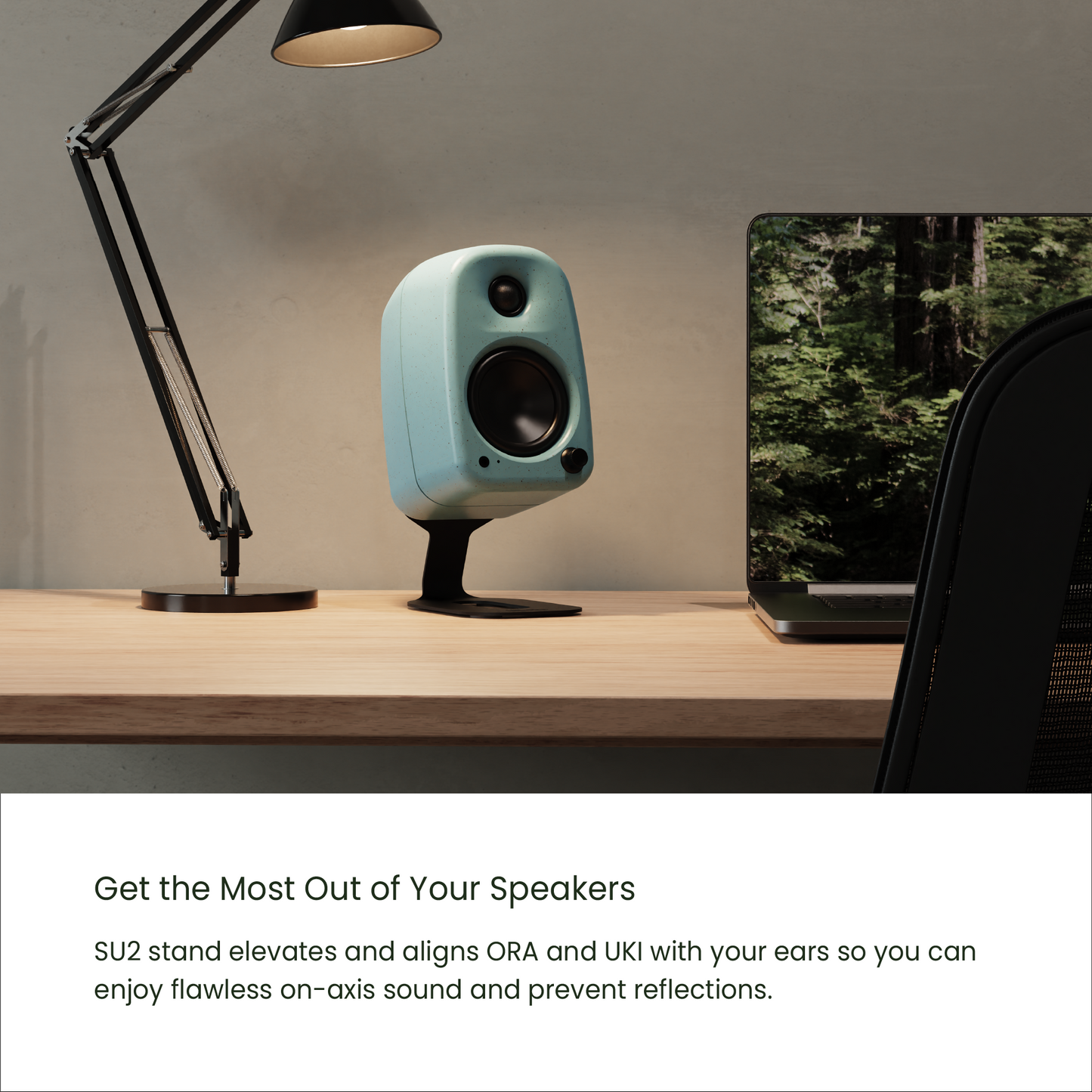 Kanto SU2 Rear-Mounted Desktop Stands for UKI and ORA Speakers White