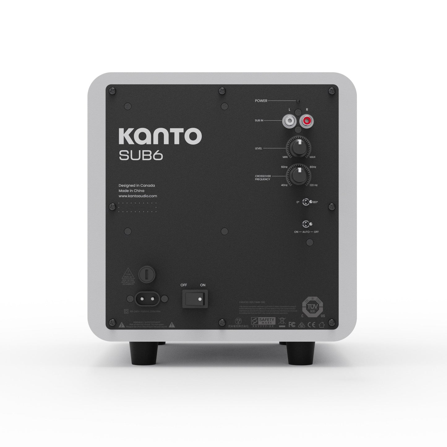 Kanto SUB6 200W 6 Inch Vinyl Subwoofer - Matte White with White Grill