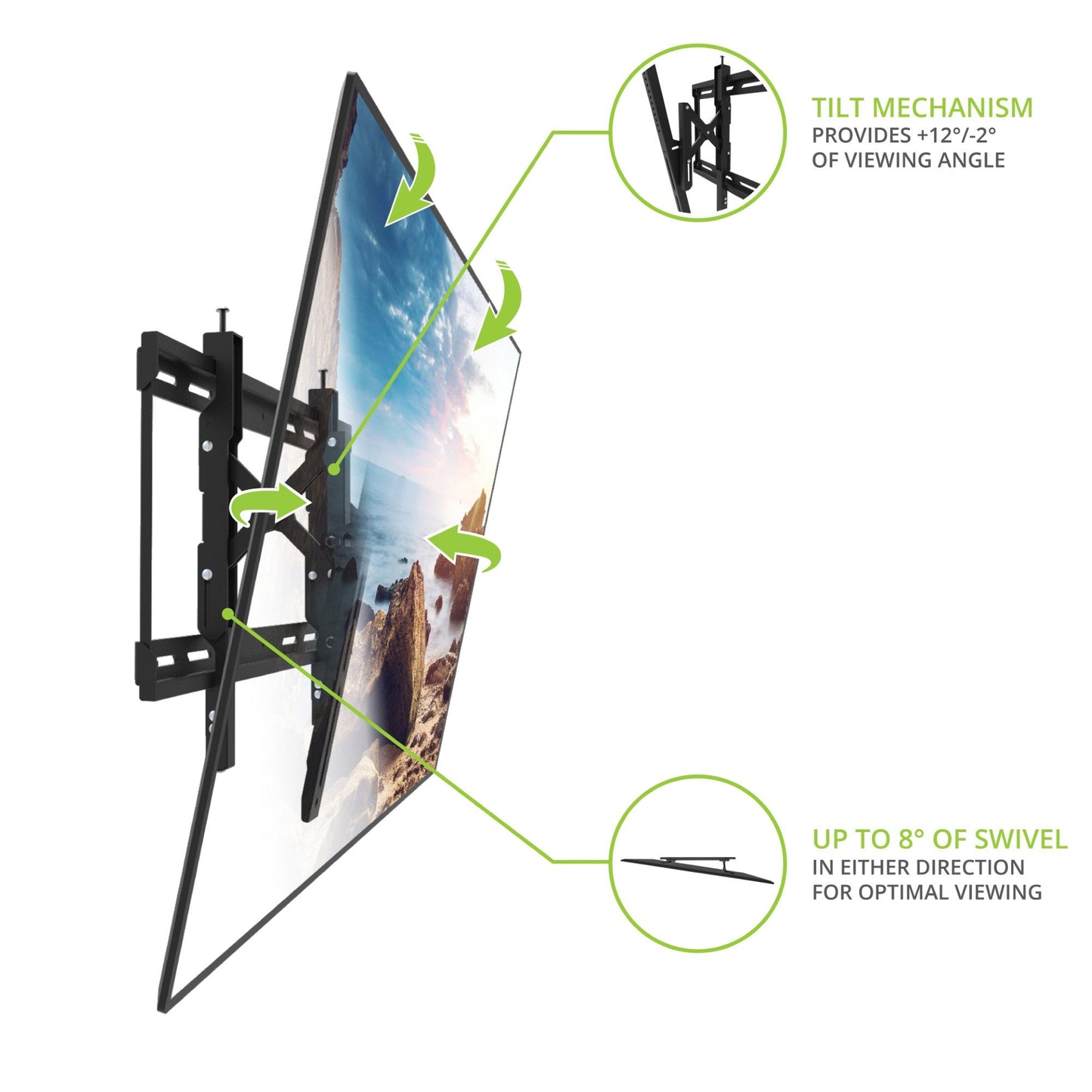 Kanto TE300 Extend And Tilting TV Wall Mount for 43 to 90 inch TVs Black