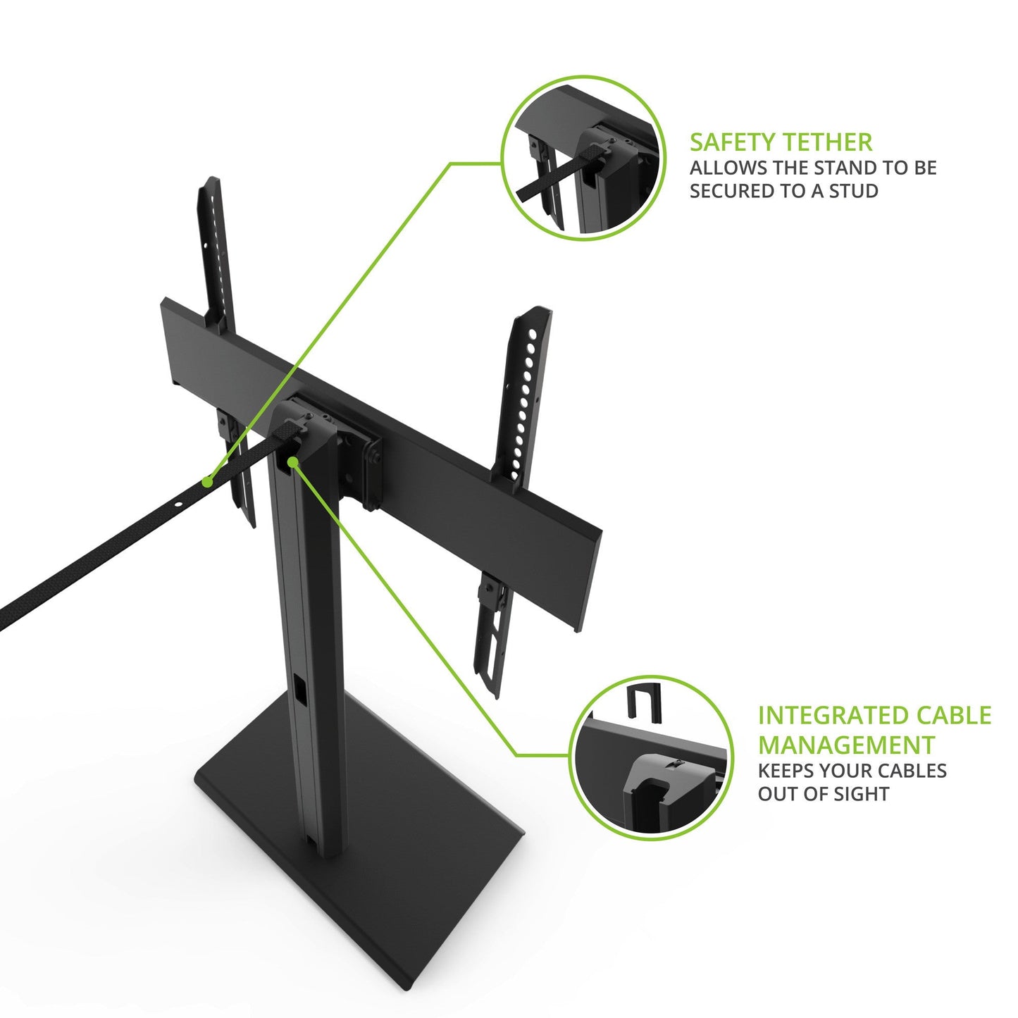 Kanto TTS100 Universal Tabletop TV Stand for 37 to 65 inch TVs Black