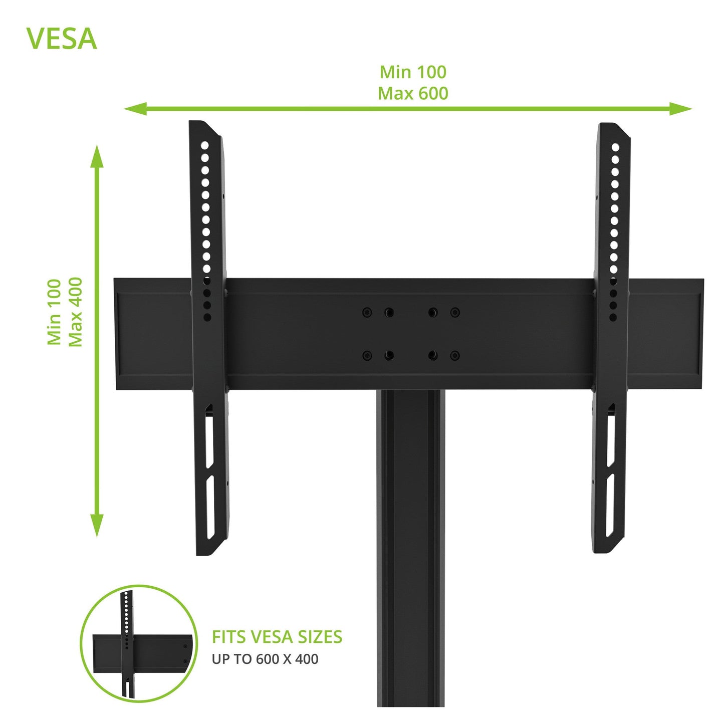 Kanto TTS100 Universal Tabletop TV Stand for 37 to 65 inch TVs Black