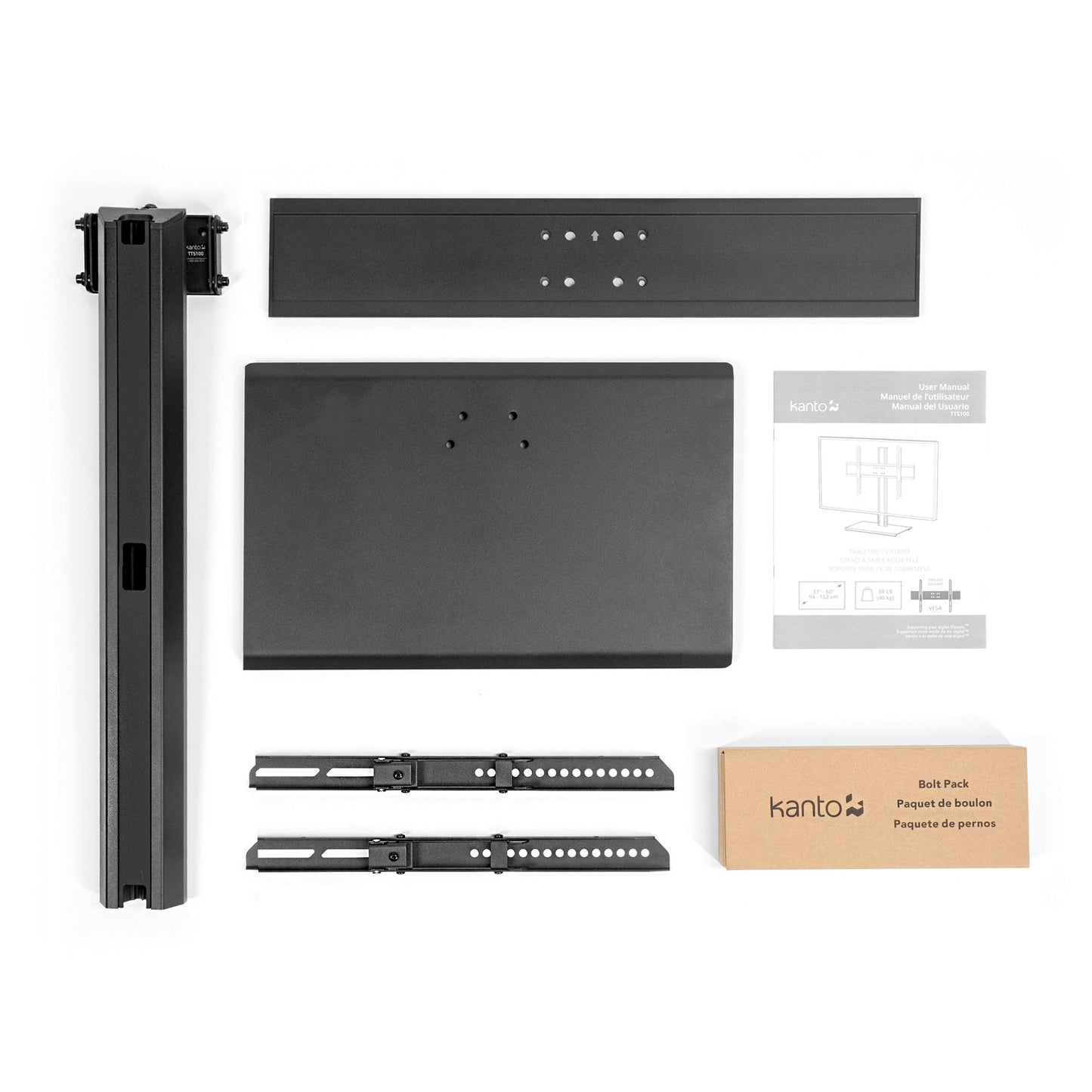 Kanto TTS100 Universal Tabletop TV Stand for 37 to 65 inch TVs Black