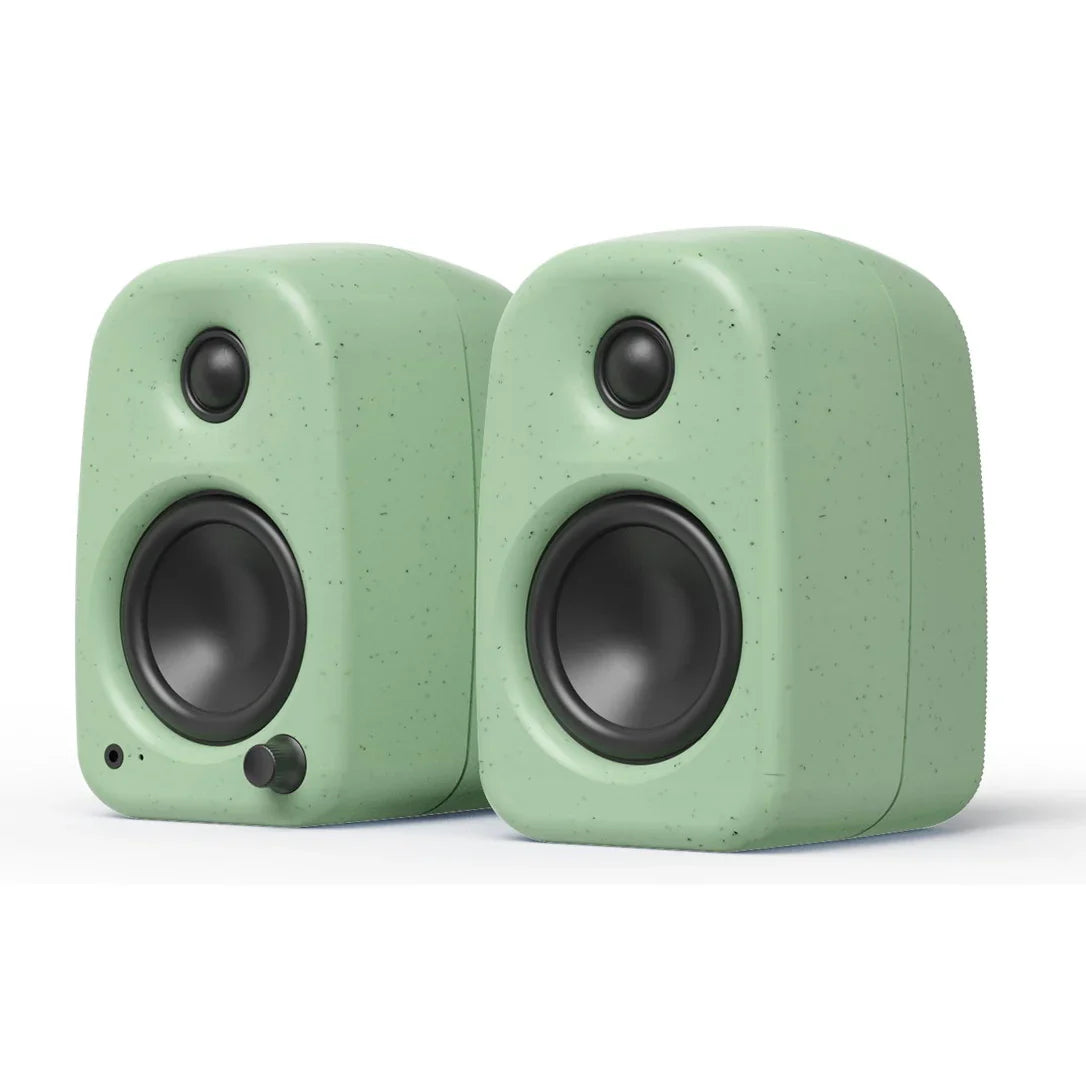 Kanto UKI 100W Bluetooth Desktop Speakers With SPW3 Universal Speaker Wall Mount Green