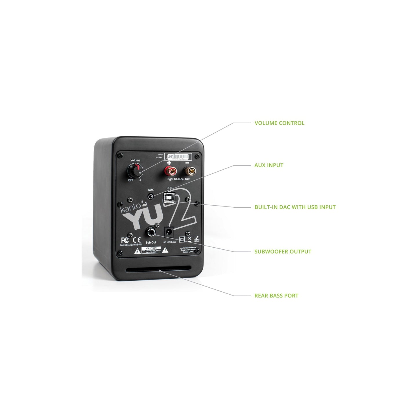 Kanto YU2 Powered Desktop Speakers Matte Black