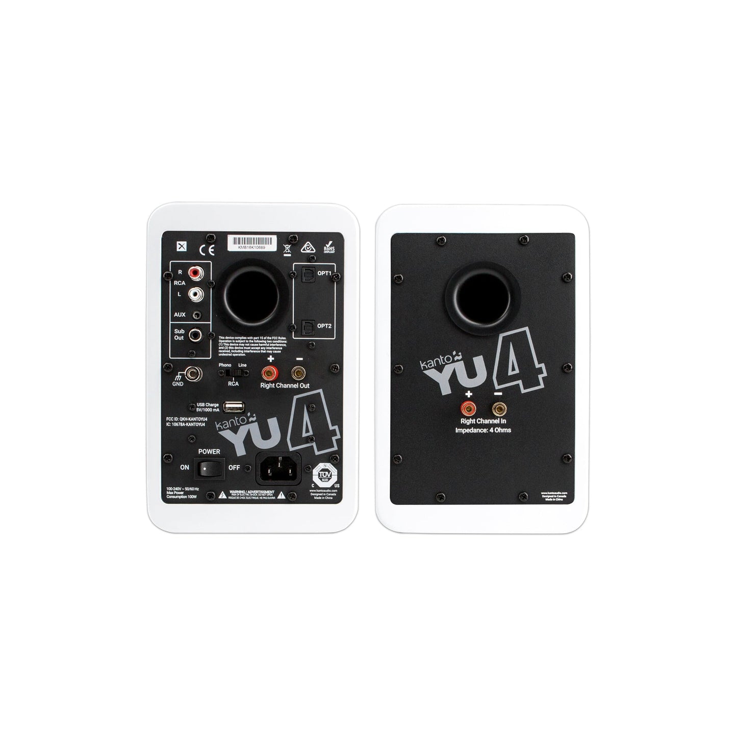 Kanto YU4 Powered Bookshelf Speakers With Bluetooth Matte White