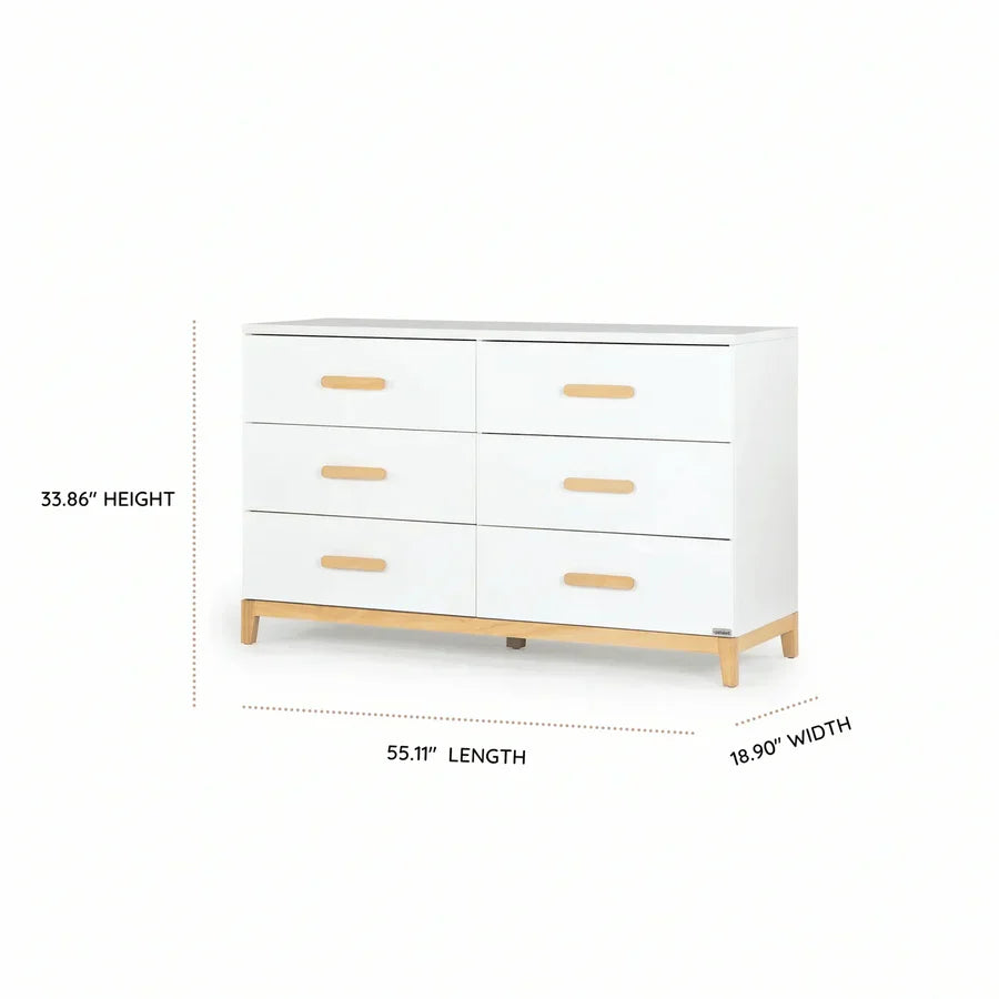 dadada LaLa Big 6-drawer Dresser - White/Natural